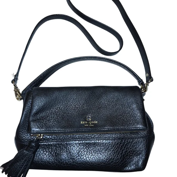 kate spade Black Pebbled Leather Crossbody with Tassel - Picture 3 of 4